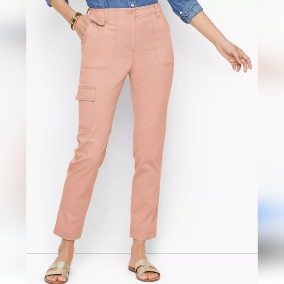Talbots sz 12 petite blush pink slim cargo pants WP119 - Picture 1 of 7